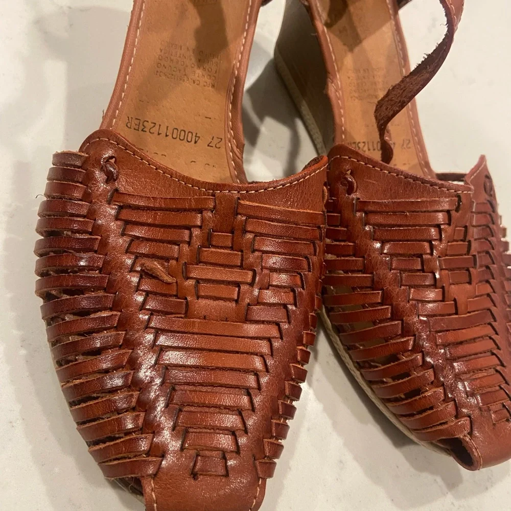 Maya Tan Woven Leather Wedges - Picture 3 of 10